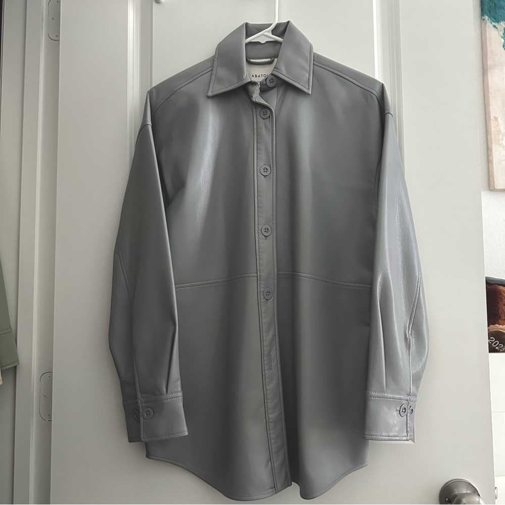 Aritzia Babaton Pelli Vegan Leather Jacket in Grey size XXS